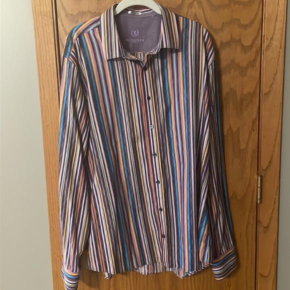 Men’s Bugatchi Button Down Long Sleeve Dress Shirt. Shaped Fit. XXL. EUC - Picture 2 of 8